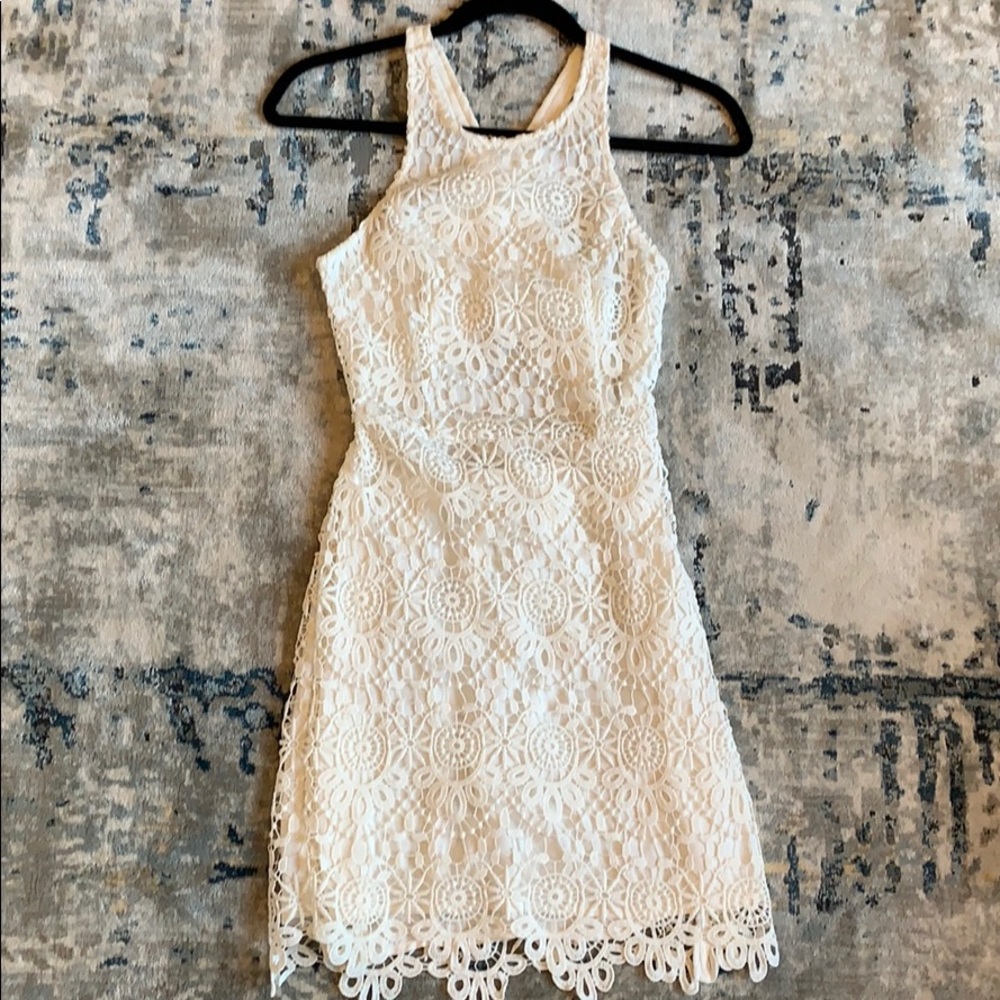 hollister crochet ivory dress